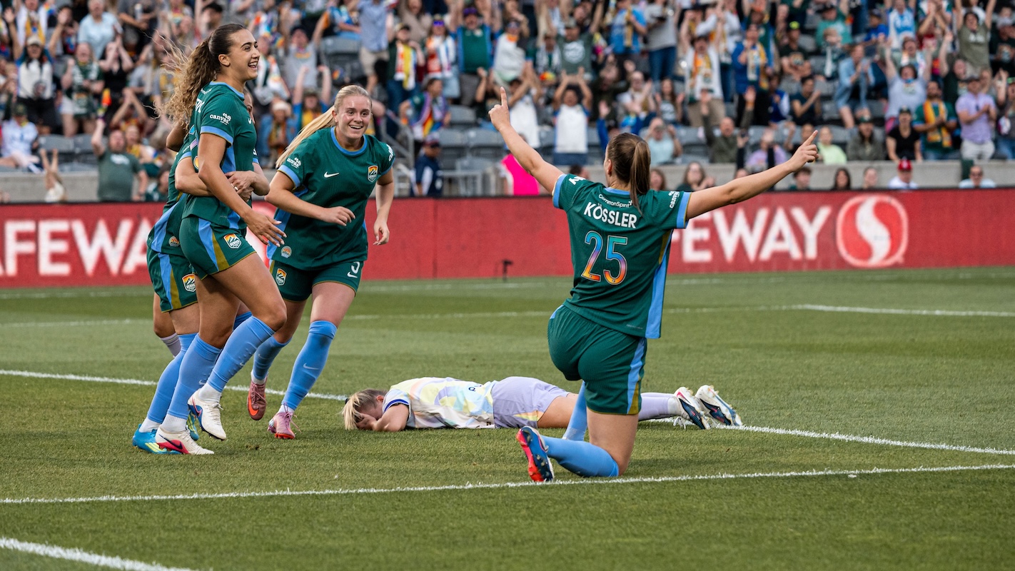 Denver Summit goal celebration